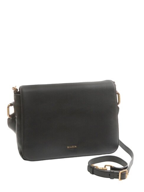 NOVEAU Umh&auml;ngetasche aus Leder mit &Uuml;berschlag Schwarz - Damentaschen