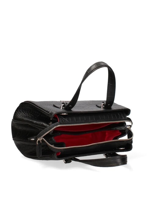 ZOE CROCO Bedruckte Lederhandtasche Schwarz - Damentaschen