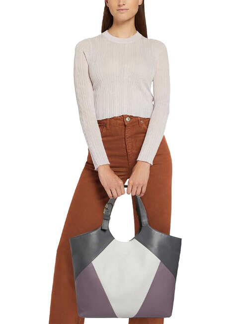 FLOW Bedruckte Umh&auml;ngetasche aus Leder Marshmallow+Aura+Erde - Damentaschen