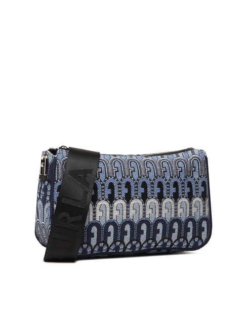 MOON Mini-Tasche aus Jacquard-Stoff Jeansblau + Schwarzt&ouml;ne - Damentaschen