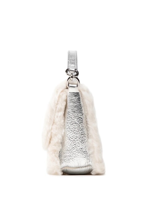 1927 SOFT Mini-Handtasche mit Schultergurt wei&szlig;e Baumwolle + Farbe Silber + Schwarz - Damentaschen