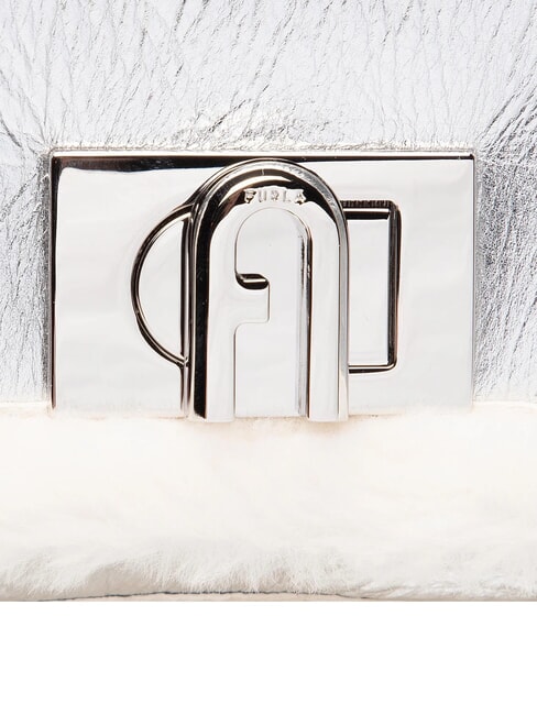 1927 SOFT Mini-Handtasche mit Schultergurt wei&szlig;e Baumwolle + Farbe Silber + Schwarz - Damentaschen