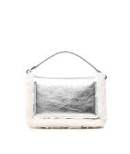FURLA 1927 SOFT Mini-Handtasche mit Schultergurt wei&szlig;e Baumwolle + Farbe Silber + Schwarz - Damentaschen - 5