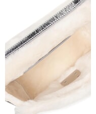 FURLA 1927 SOFT Mini-Handtasche mit Schultergurt wei&szlig;e Baumwolle + Farbe Silber + Schwarz - Damentaschen - 6