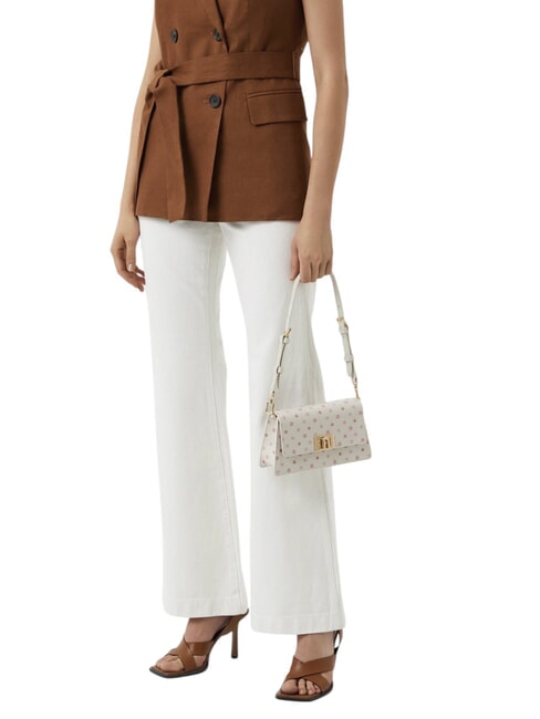 ZOE Bedruckte Umh&auml;ngetasche aus Leder Marshmallow-T&ouml;ne - Damentaschen