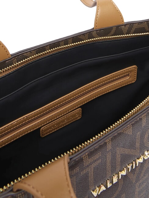 REGINA RE Umh&auml;nge-Shoppingtasche mit Allover-Logo dunkel/natur - Damentaschen