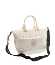 BLAUER PADDED NYLON Mittelgro&szlig;e Tragetasche mit Schultergurt Wei&szlig; - Damentaschen - 2