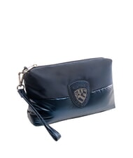 BLAUER PADDED NYLON Weiche Clutch mit Strass-Logo NAVY BLAU - Damentaschen - 2