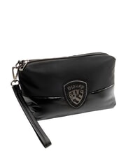 BLAUER PADDED NYLON Weiche Clutch mit Strass-Logo SCHWARZ - Damentaschen - 2