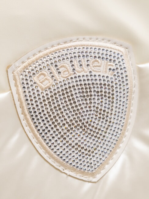 PADDED NYLON Flauschige Umh&auml;ngetasche mit Strass-Logo Wei&szlig; - Damentaschen