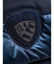 BLAUER PADDED NYLON Flauschige Umh&auml;ngetasche mit Strass-Logo NAVY BLAU - Damentaschen - 3