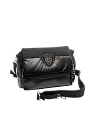 BLAUER PADDED NYLON Flauschige Umh&auml;ngetasche mit Strass-Logo SCHWARZ - Damentaschen - 2