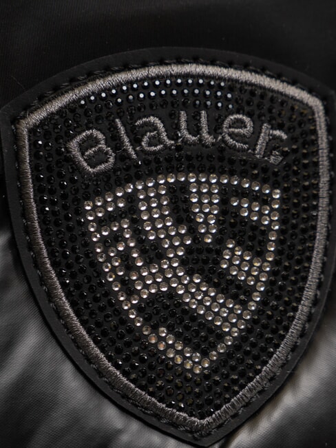 PADDED NYLON Flauschige Umh&auml;ngetasche mit Strass-Logo SCHWARZ - Damentaschen