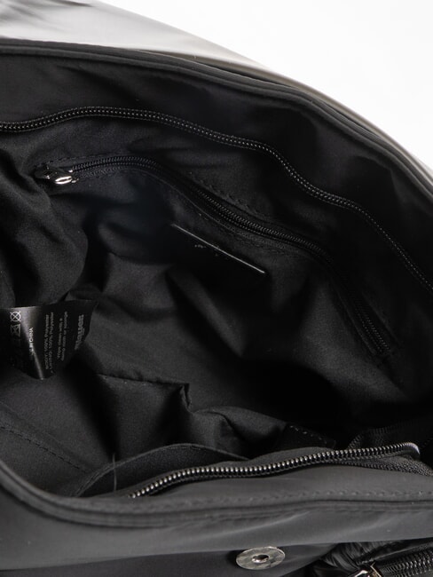 PADDED NYLON Flauschige Umh&auml;ngetasche mit Strass-Logo SCHWARZ - Damentaschen