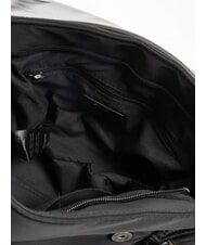 BLAUER PADDED NYLON Flauschige Umh&auml;ngetasche mit Strass-Logo SCHWARZ - Damentaschen - 5