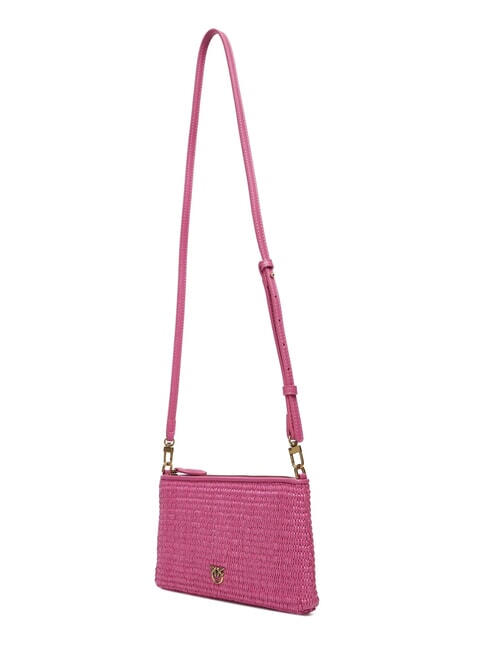 FLAT Clutch aus Raffiabast mit Schultergurt ch-Antikgold Rote Bete - Damentaschen