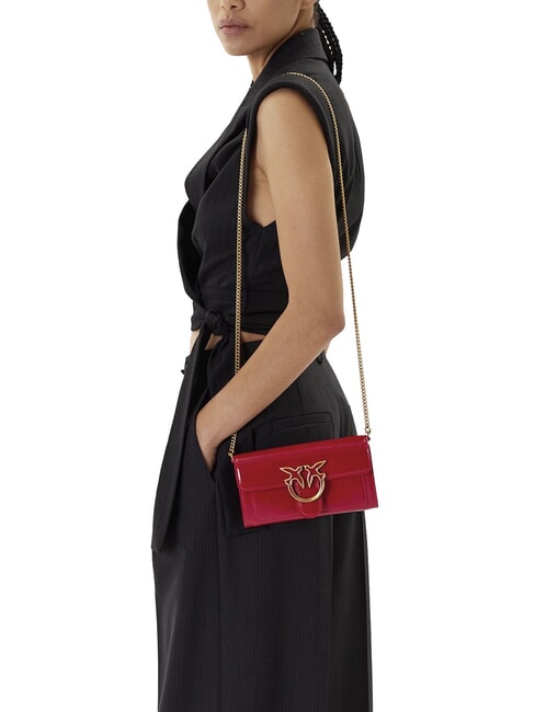 LOVE ONE Mini-Umh&auml;ngetasche mit Gl&auml;nzendem Muster rot-antikgold - Damentaschen