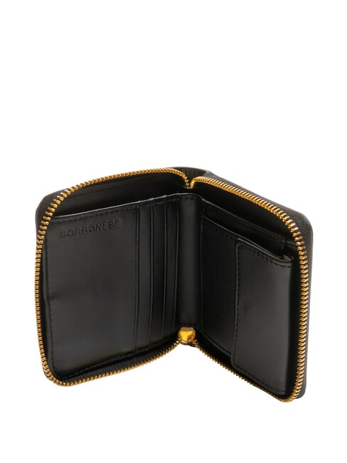 BIRDIE Kleine Lederbrieftasche mit Rundum-Rei&szlig;verschluss Schwarz - Brieftaschen Damen