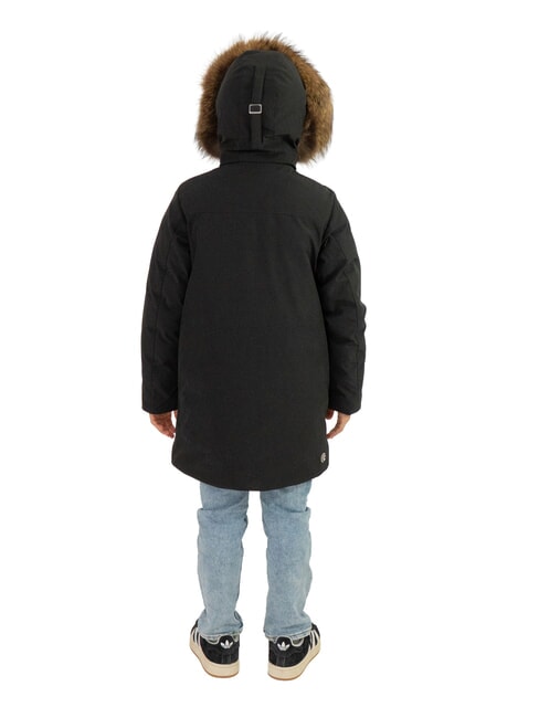 NEWFUTURY KIDS Lange Steppjacke mit Kapuze schwarzer Vulkan - Kinder Jacken