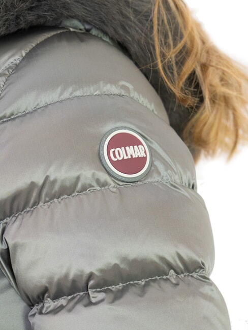 DELUXE Damen Daunenjacke mit Fellkapuze dunkler Stahl-dunkler Stahl - Daunenjacken f&uuml;r Damen