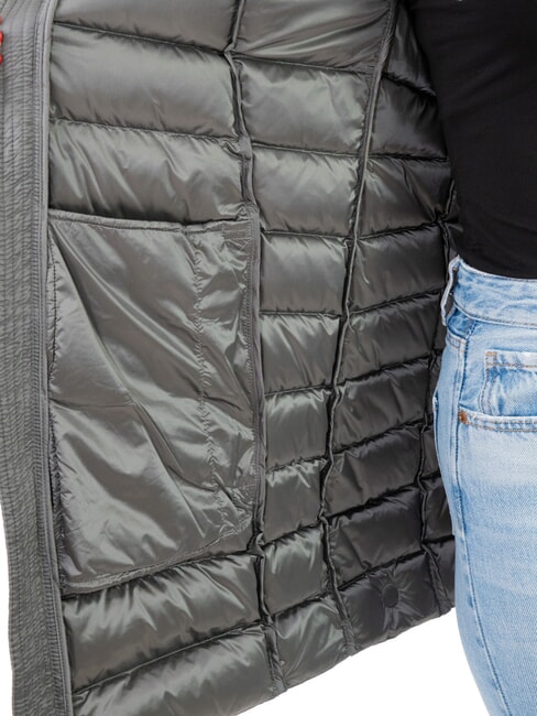 DELUXE Damen Daunenjacke mit Fellkapuze dunkler Stahl-dunkler Stahl - Daunenjacken f&uuml;r Damen