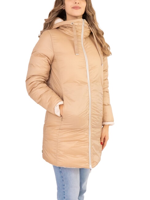 DELUXE Lange wendbare Daunenjacke mit Kapuze Weihrauch-Arizona - Daunenjacken f&uuml;r Damen