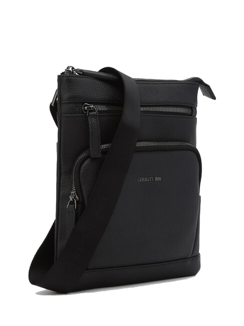 MADDOX Flache Ledertasche mit mehreren Taschen Schwarz - Umh&auml;ngetaschen Herren