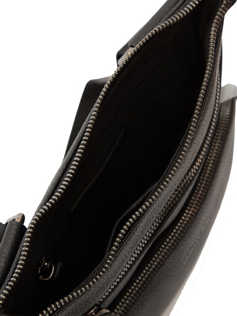 MADDOX Flache Ledertasche mit mehreren Taschen Schwarz - Umh&auml;ngetaschen Herren