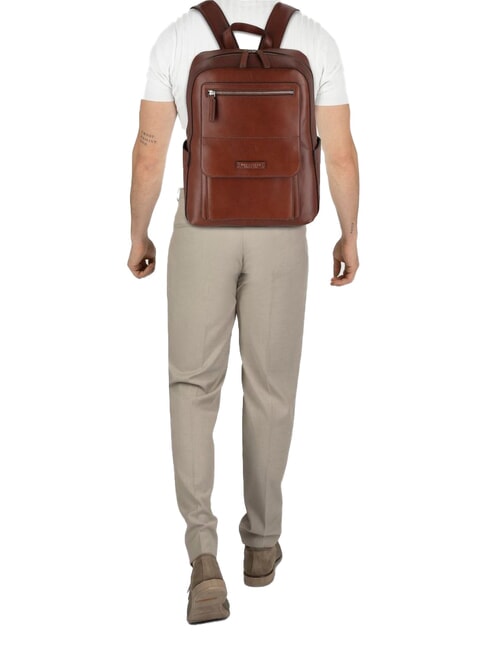 ALBERTO 13" Laptop-Rucksack aus Leder Braun / Palladium - PC-Rucks&auml;cke