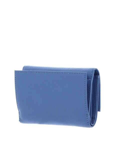 METALLIC SOFT Bifold-Brieftasche aus geh&auml;mmertem Leder Blau - Brieftaschen Damen