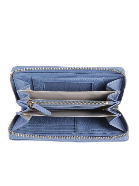 METALLIC SOFT Geldb&ouml;rse aus strukturiertem Leder mit Rei&szlig;verschluss Blau - Brieftaschen Damen