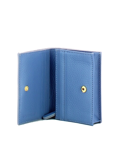 METALLIC SOFT Kleine Geldb&ouml;rse aus Leder Blau - Brieftaschen Damen