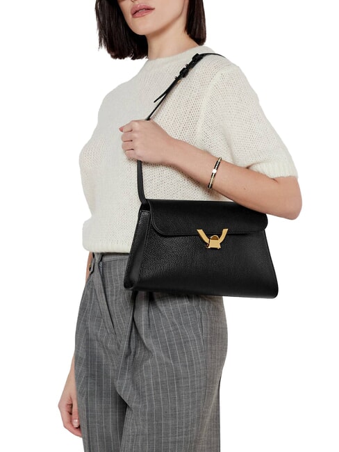 DEW Mittelgro&szlig;e Umh&auml;ngetasche aus geh&auml;mmertem Leder Rosetten - Damentaschen