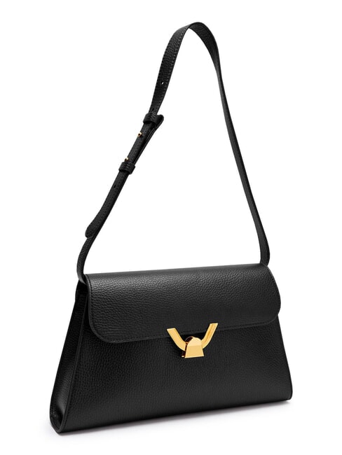 DEW Mittelgro&szlig;e Umh&auml;ngetasche aus geh&auml;mmertem Leder Schwarz - Damentaschen