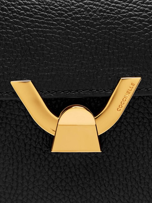 DEW Mittelgro&szlig;e Umh&auml;ngetasche aus geh&auml;mmertem Leder Schwarz - Damentaschen