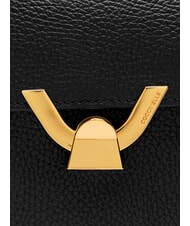 COCCINELLE DEW Mittelgro&szlig;e Umh&auml;ngetasche aus geh&auml;mmertem Leder Schwarz - Damentaschen - 3