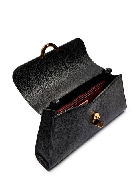 DEW Mittelgro&szlig;e Umh&auml;ngetasche aus geh&auml;mmertem Leder Schwarz - Damentaschen