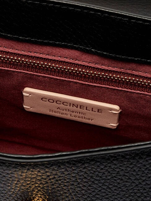 DEW Mittelgro&szlig;e Umh&auml;ngetasche aus geh&auml;mmertem Leder Schwarz - Damentaschen