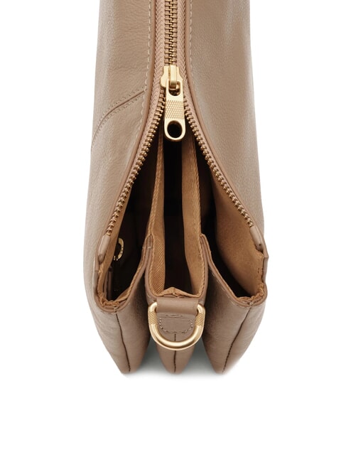 FEATHER SMALL Kleine Umh&auml;ngetasche aus Leder taupe - Damentaschen