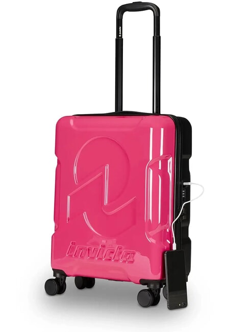 TRAVEL MAKET Handgep&auml;cktrolley rosa wei&szlig; - Handgep&auml;ck