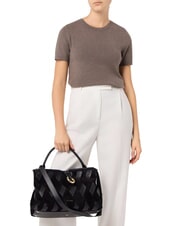 COCCINELLE LISBET GEOMETRIC PATCH Lederhandtasche mit Schultergurt Schwarz - Damentaschen - 5