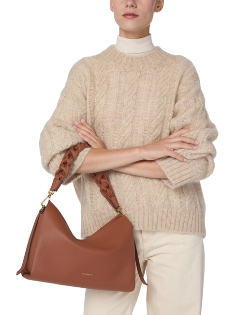 BOHEME Handtasche, mit Schultergurt, aus Leder Cognac/Noir - Damentaschen