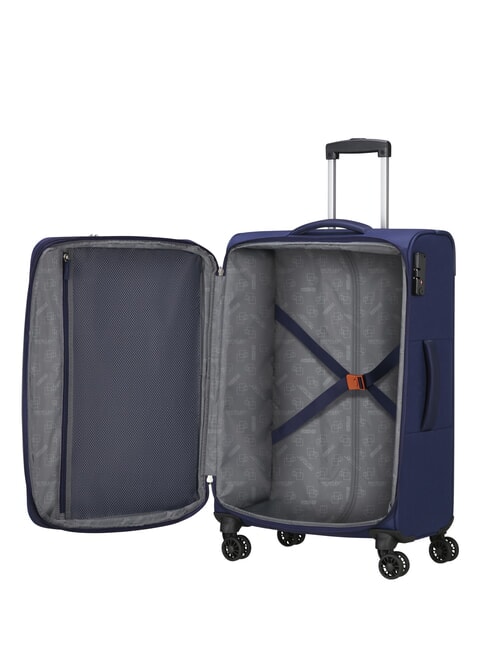 BLAZING RIDE Set bestehend aus 3 Trolleys + Reisetasche + 2 Rucks&auml;cken + 2 Kosmetikkoffern marineblau/orange - Trolleyset