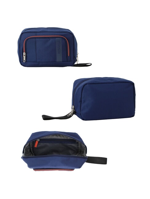 BLAZING RIDE Set bestehend aus 3 Trolleys + Reisetasche + 2 Rucks&auml;cken + 2 Kosmetikkoffern marineblau/orange - Trolleyset