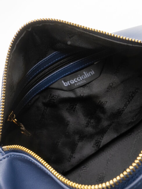 GRETA Umh&auml;ngetasche aus Leder mit Schultergurt Blau - Damentaschen