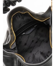 BRACCIALINI SARA Hobo-Schultertasche aus Leder mit Blumen Schwarz - Damentaschen - 4