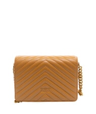 PINKO LOVE CLICK MINI Tasche aus gestepptem Nappaleder Nougat-Antikgold - Damentaschen - 3
