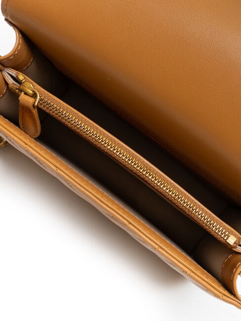 LOVE CLICK MINI Tasche aus gestepptem Nappaleder Nougat-Antikgold - Damentaschen