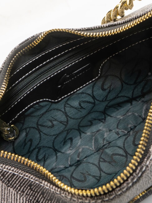 PLANETARIUM Halbmondf&ouml;rmige Hobo-Tasche mit Schultergurt monochrom hellgrau/schwarz - Damentaschen