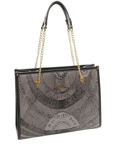 PLANETARIUM Umh&auml;ngetasche mit Kettengriff monochrom hellgrau/schwarz - Damentaschen